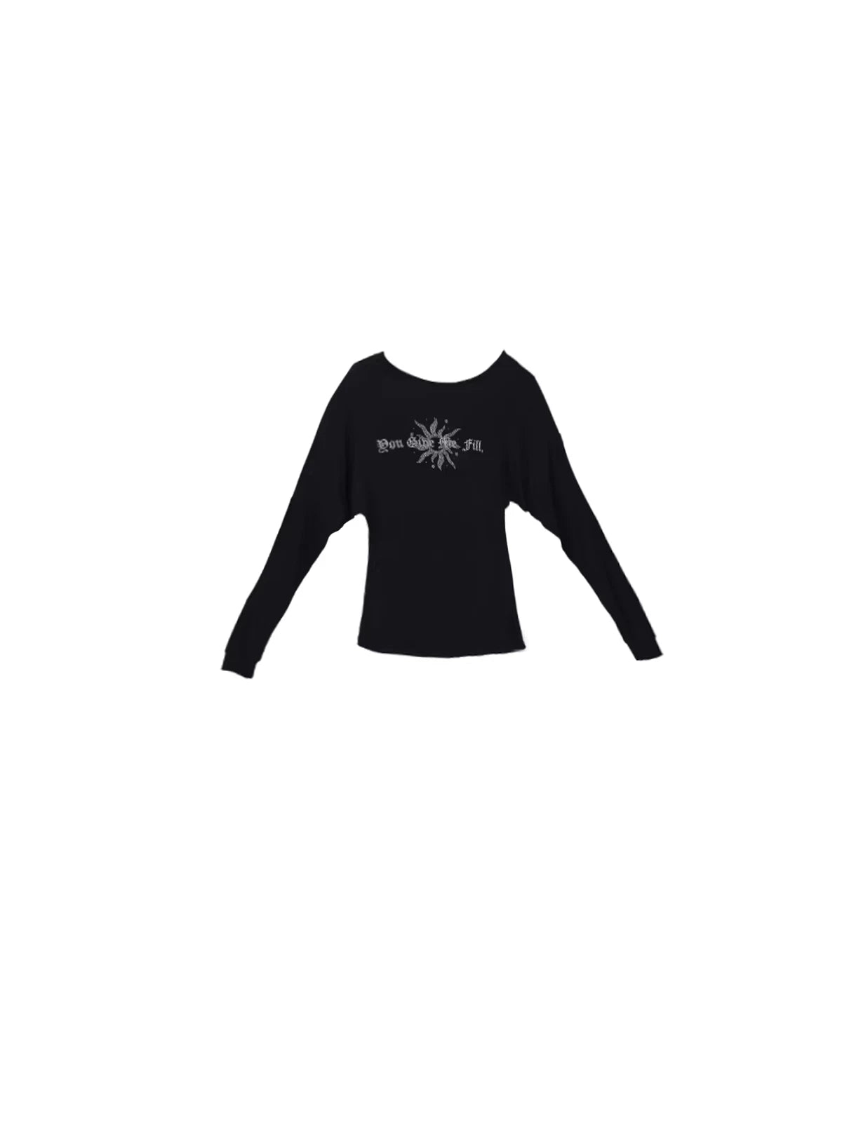 SAMUSAN Letter Hot Diamond Slash Shoulder Long Sleeve