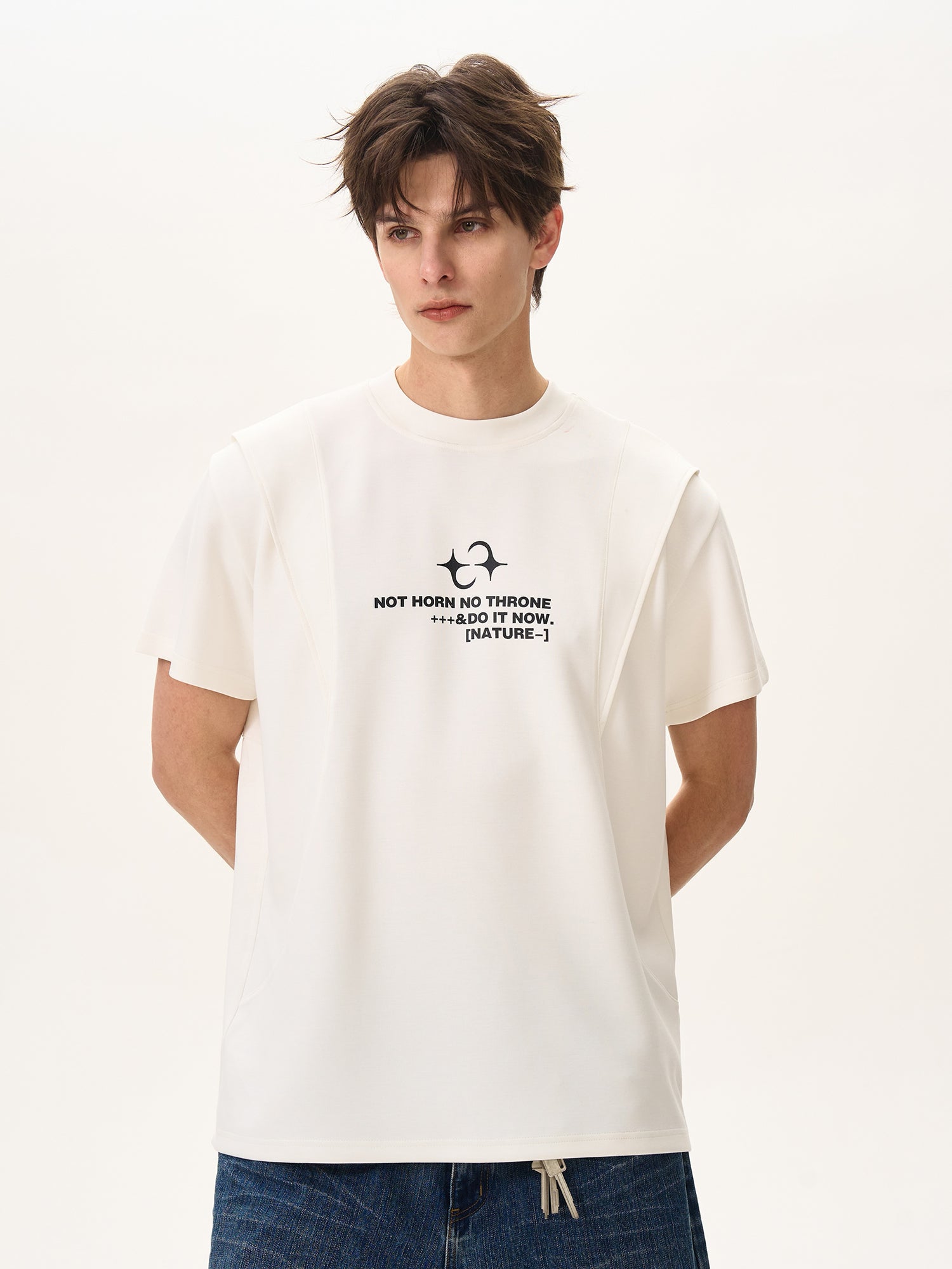 BTSG wide boxy deconstruction liquid Tee