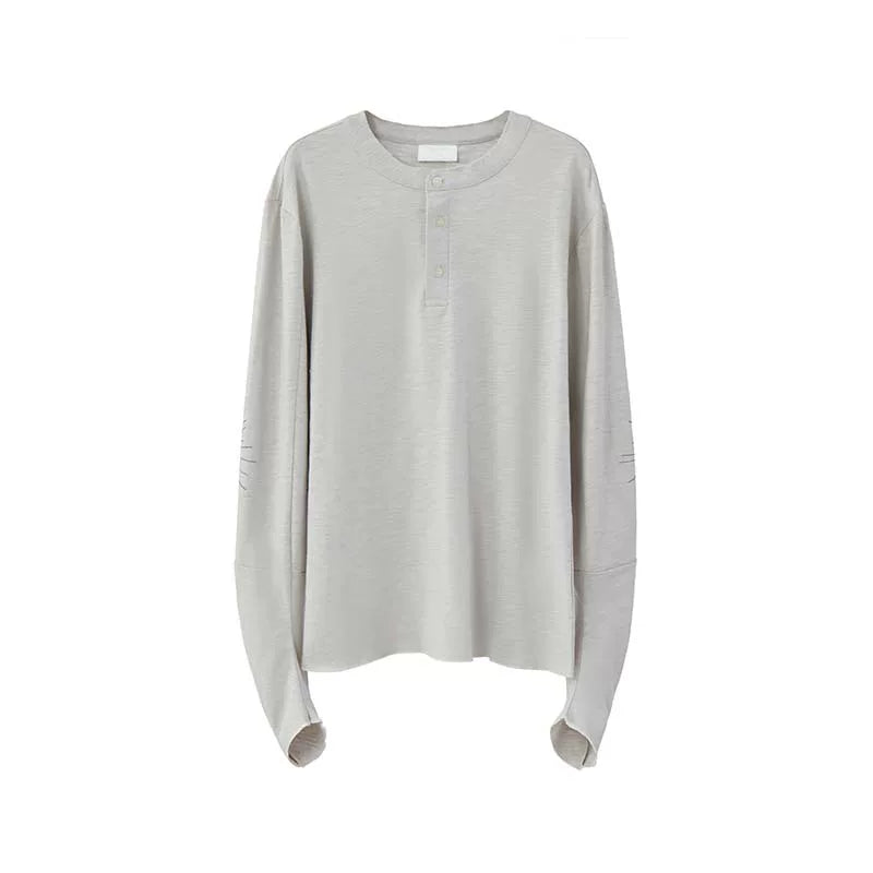 Slight Vogue Henry Collar Sun Embroidery Lightweight Long Sleeves