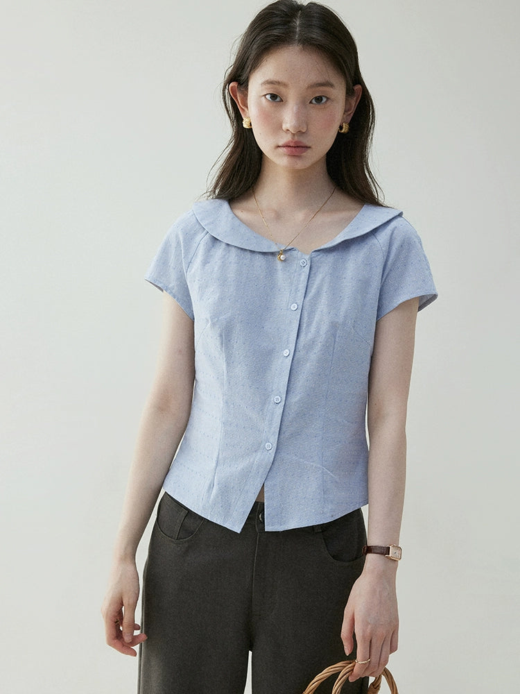 VOOE Irregular Doll Collar Short Shirt