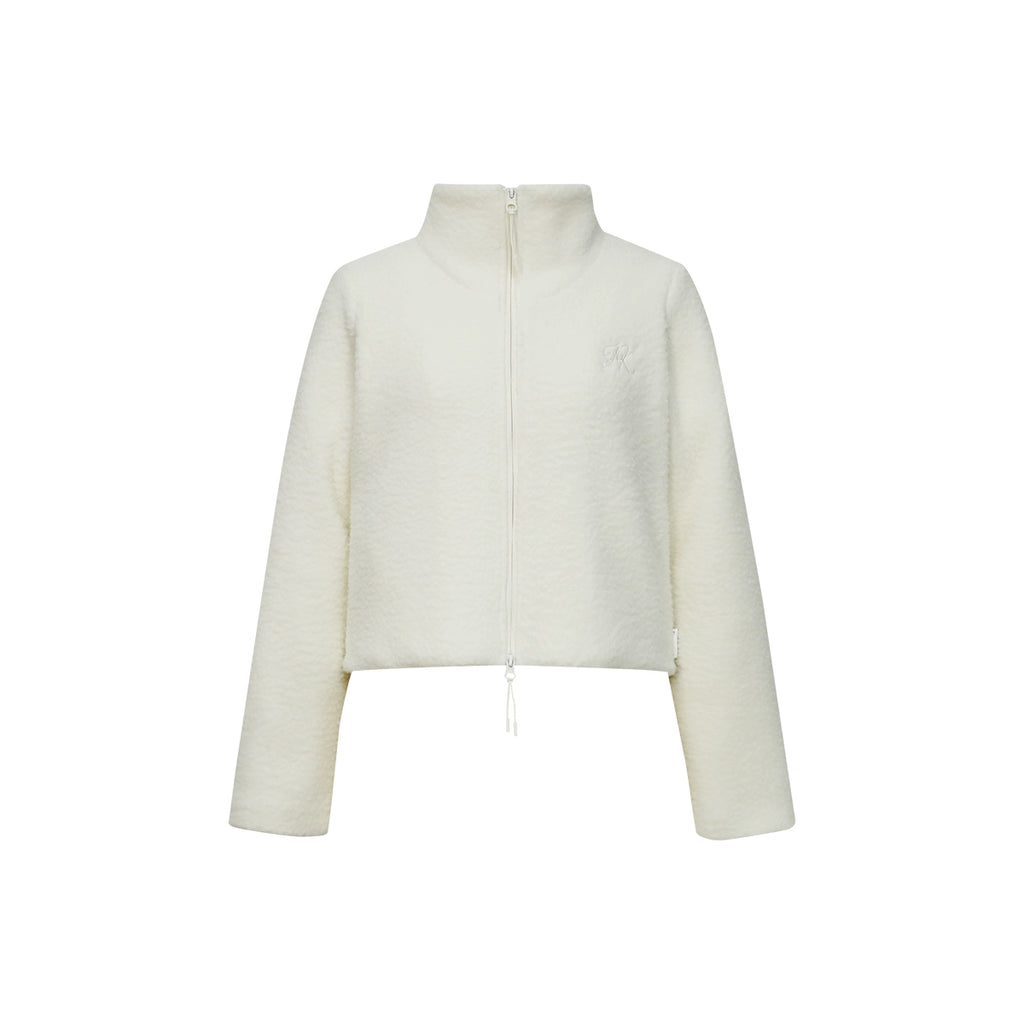 FUNKYFUN Short Fleece Stand-up Neck Zipper Jacket