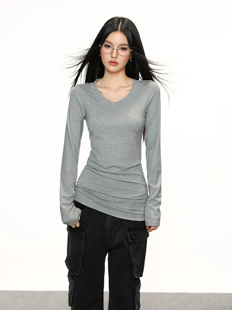 Cherry Melody V-neck Slim Bottom Long Sleeve