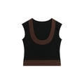 FUNKYFUN Contrast Color Large U-neck Sleeveless Vest