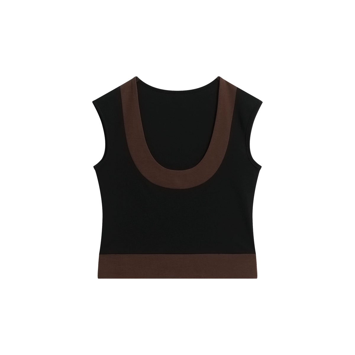 FUNKYFUN Contrast Color Large U-neck Sleeveless Vest
