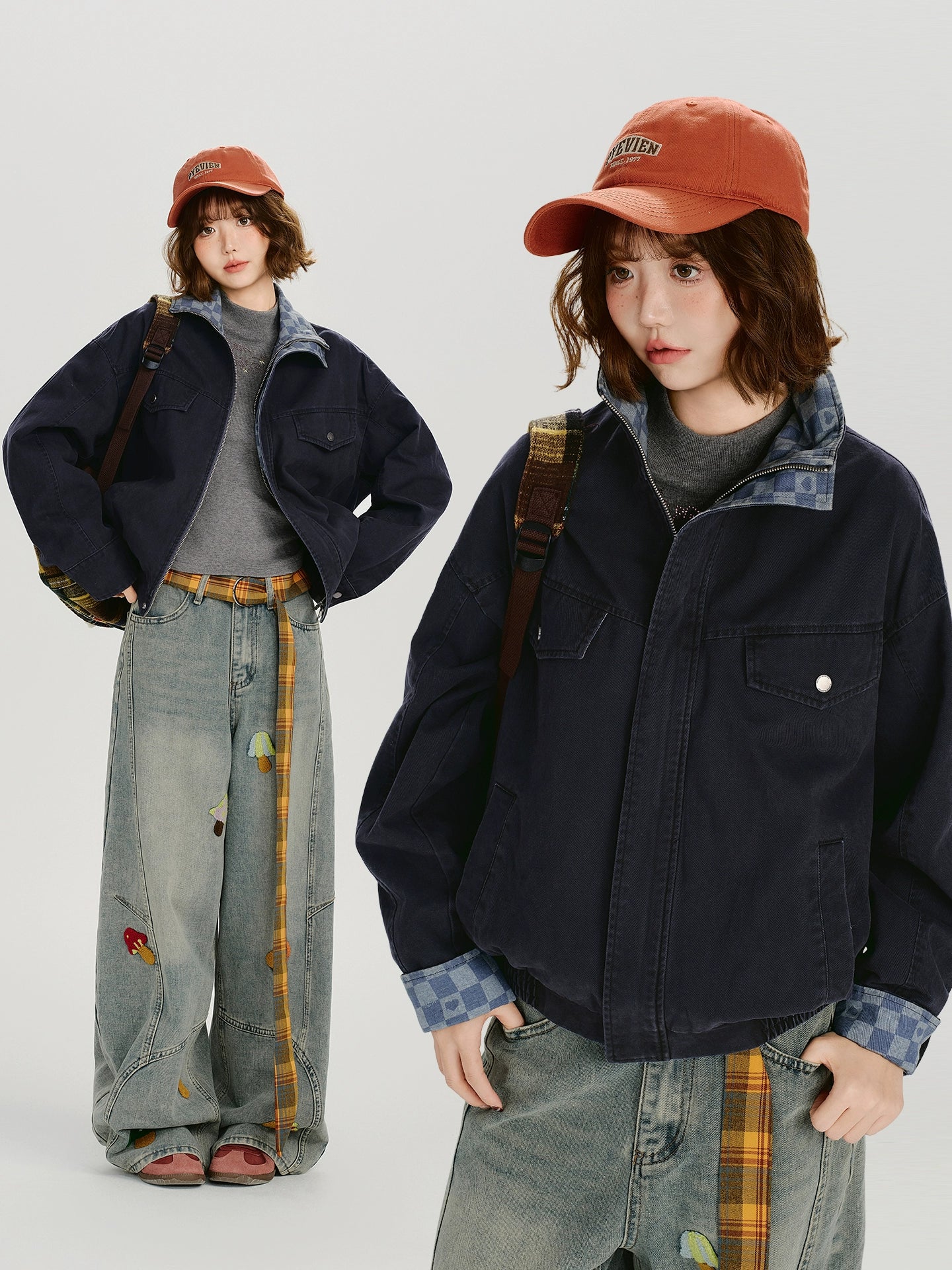 Girlyhalo Vintage Lapel Contrast Jacket