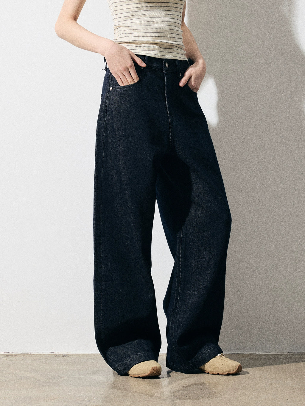 RPB BRAND High Waist Loose Skinny Wide Leg Straight Pants