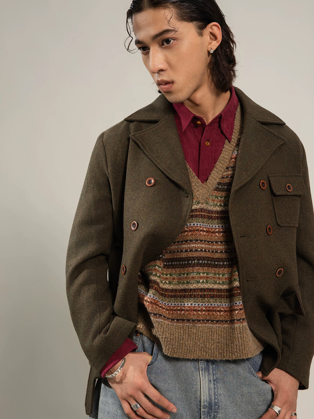 SOARIN Wool Tweed Multi-pocket Casual Jacket