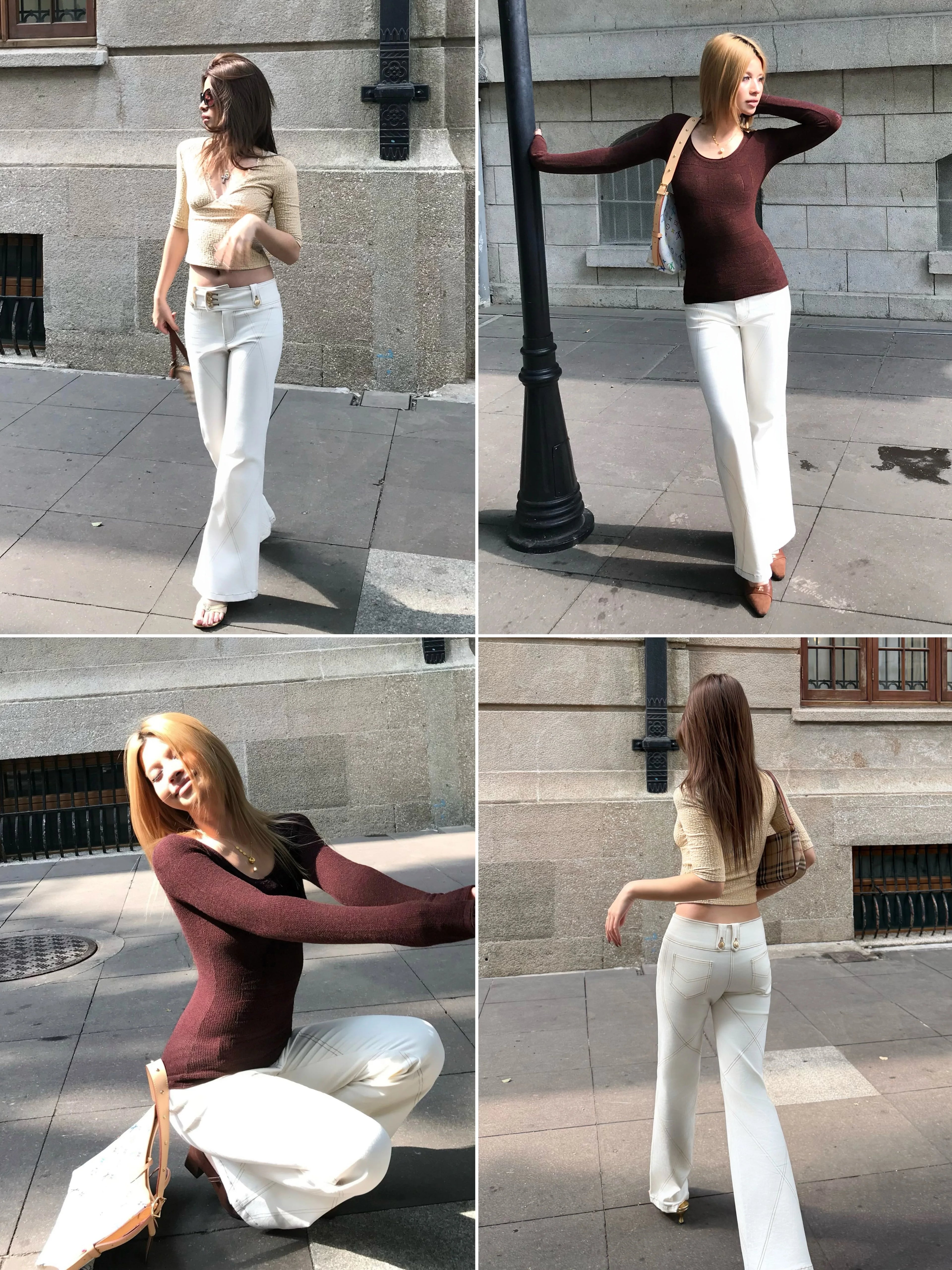 Audwyn Open-line Stretch Slim Casual Flared Trousers