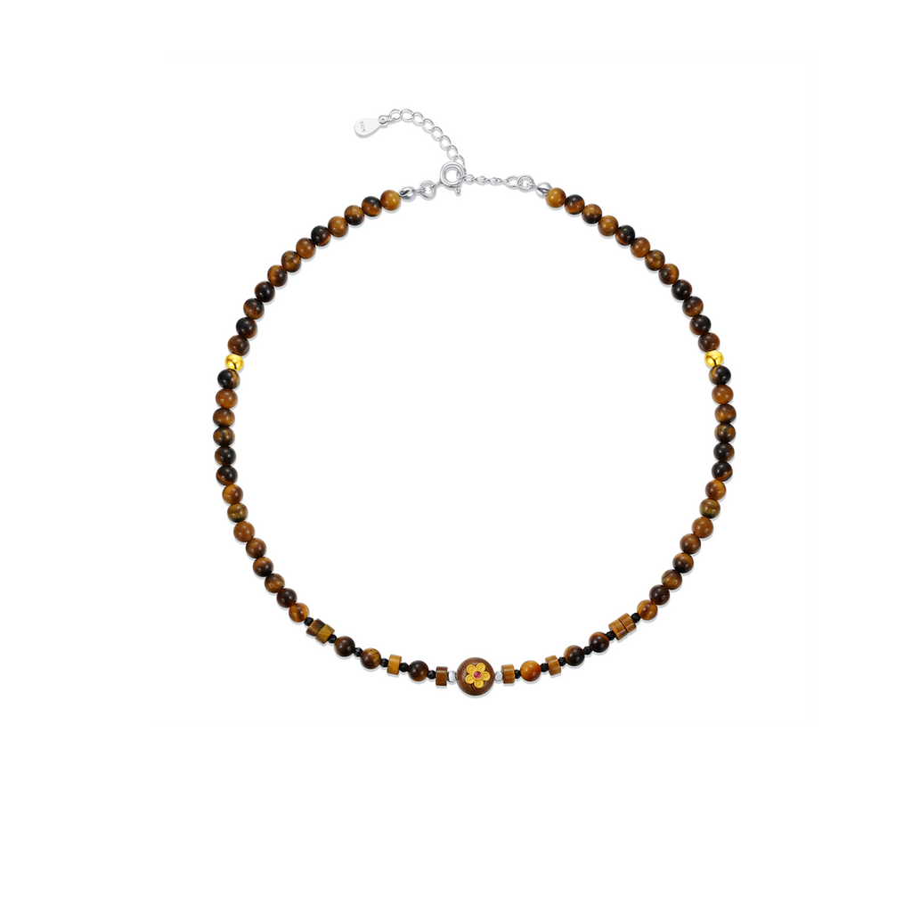 NO SOLUTION Natural Tiger's Eye Clavicle Chain