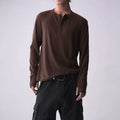 SOUTHFISH Casual Henry Neck Stretch Long Sleeve