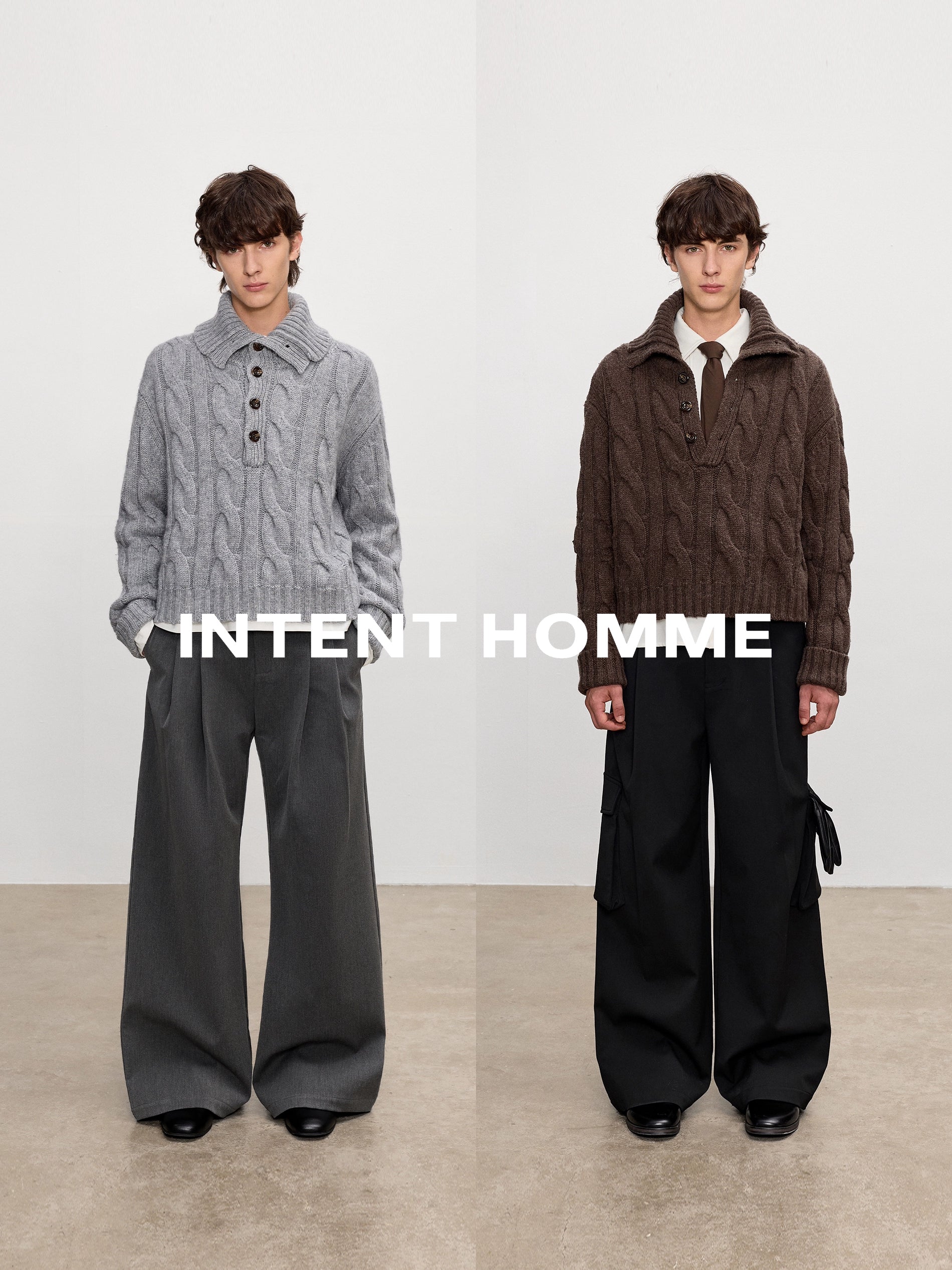 INTENT Vintage Embossed Twisted Thick Needle Sweater