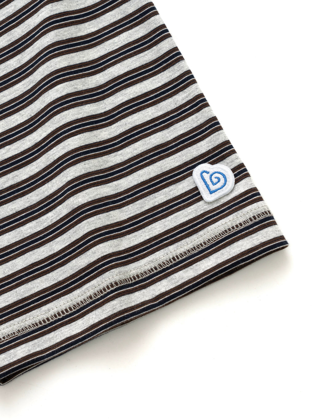BENT IDEA Embroidery Henry Collar Striped Tee