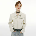 IMONE Vintage Rivet Short Leather Jacket