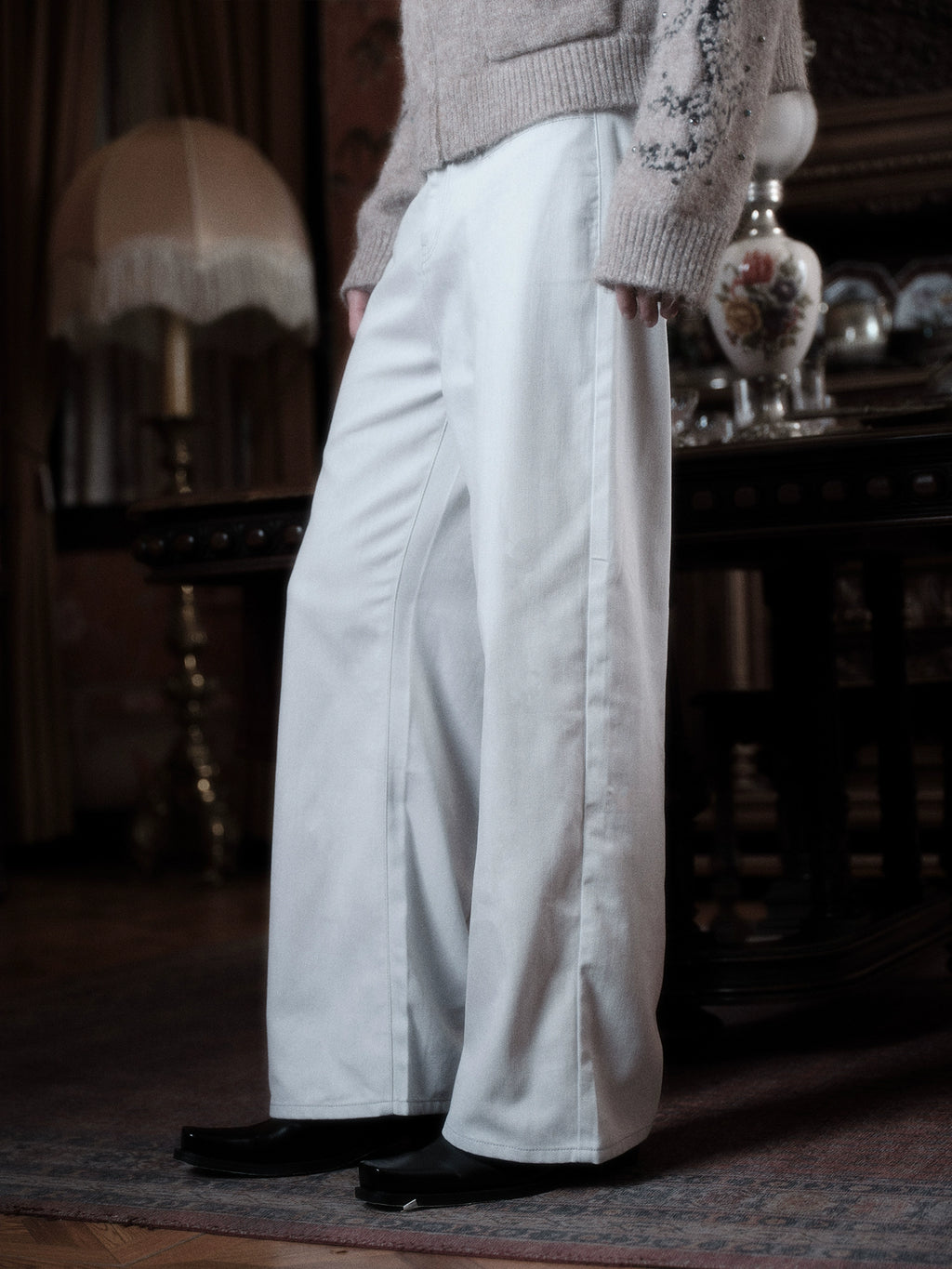 WANNA LAB Suit Fabric Scimitar Jeans