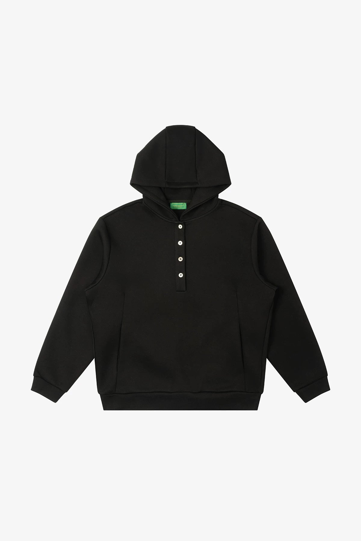 No Logo Warm and Soft Henry Collar Hooded Sweatshirt