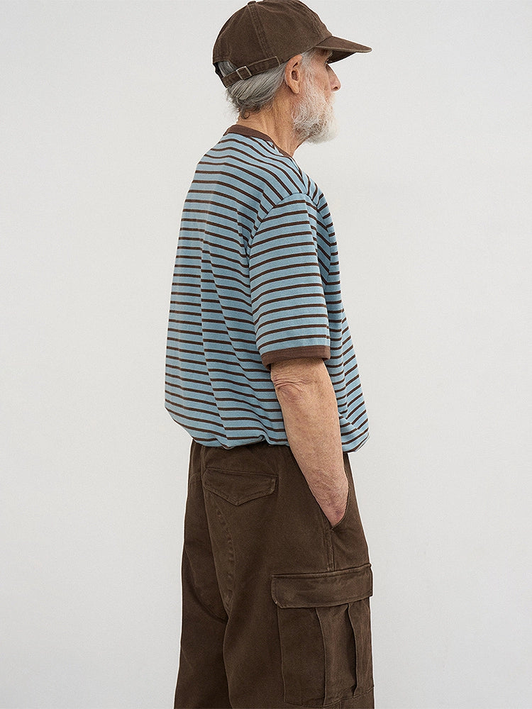 PARTIMENTO Striped Crew Neck Tee