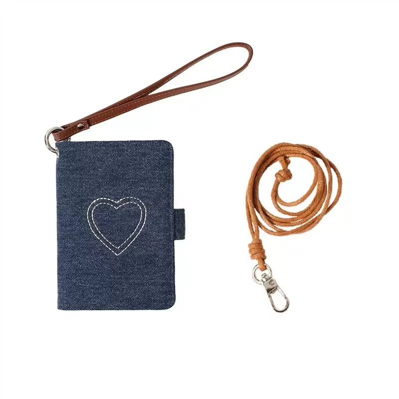 Momogigi Vintage Denim Love Embroidered Coin Bag