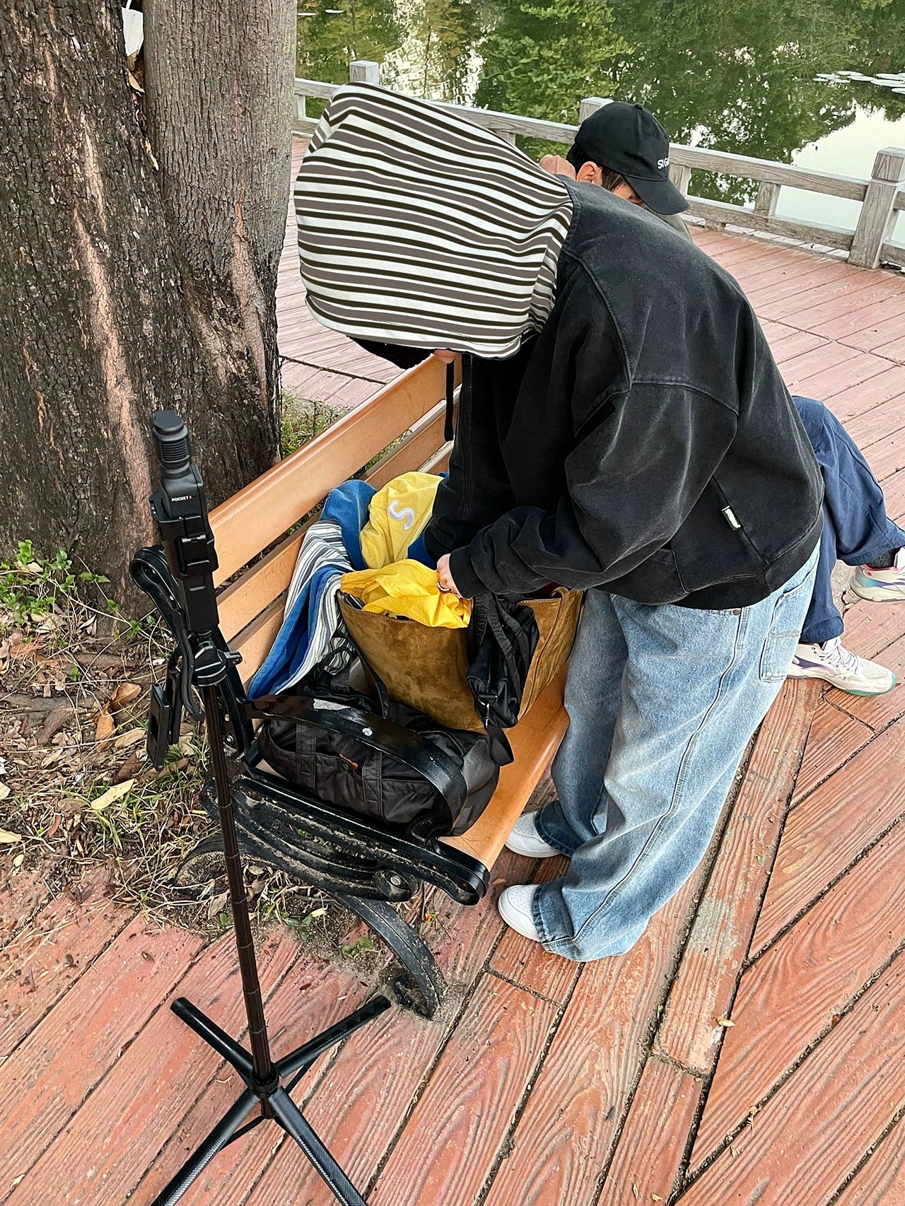 MMBBT Versatile Striped Pullover Hooded Sweater