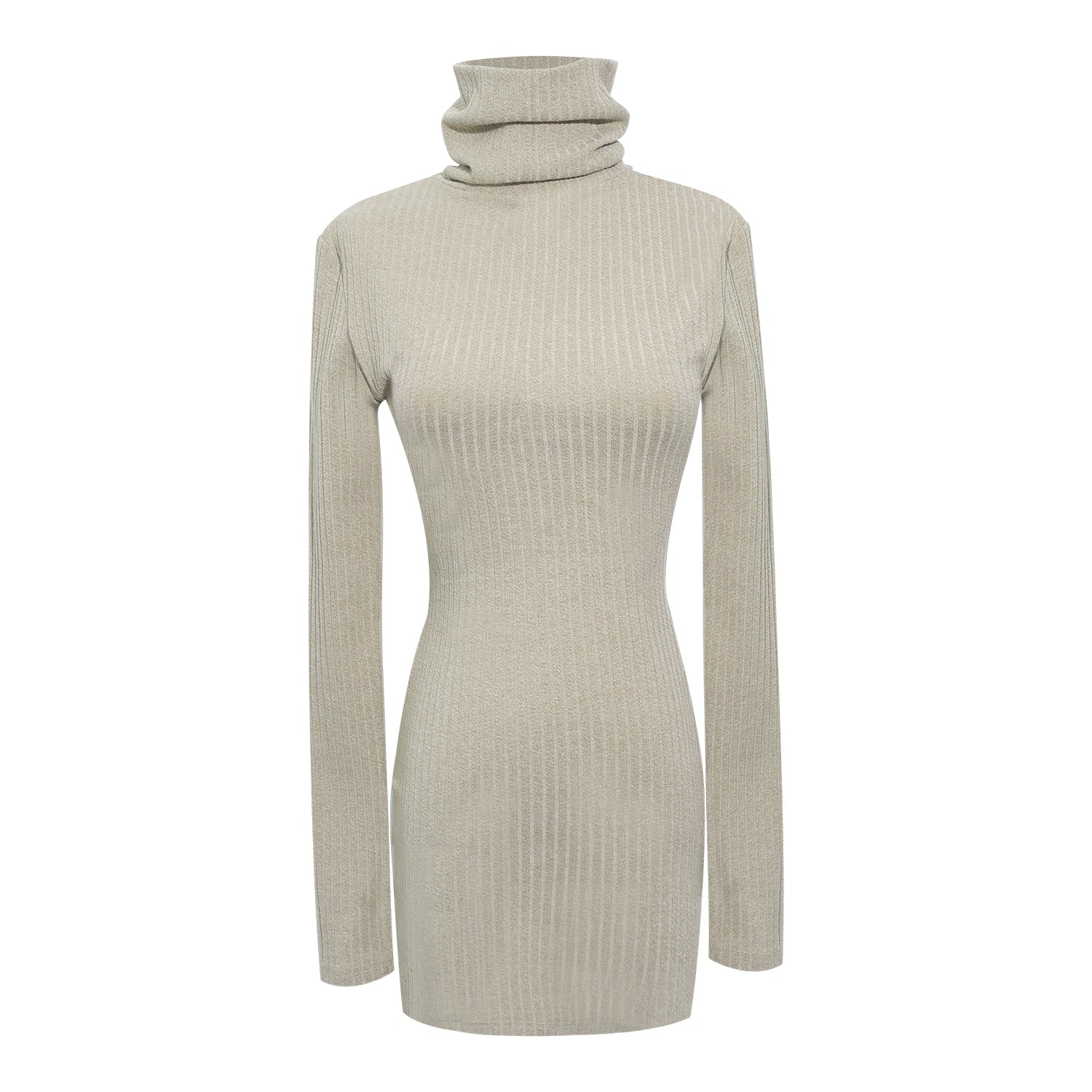 LLROGE Waist Medium and Long Over-knee Temperament Stand-up Collar Woolen Coat