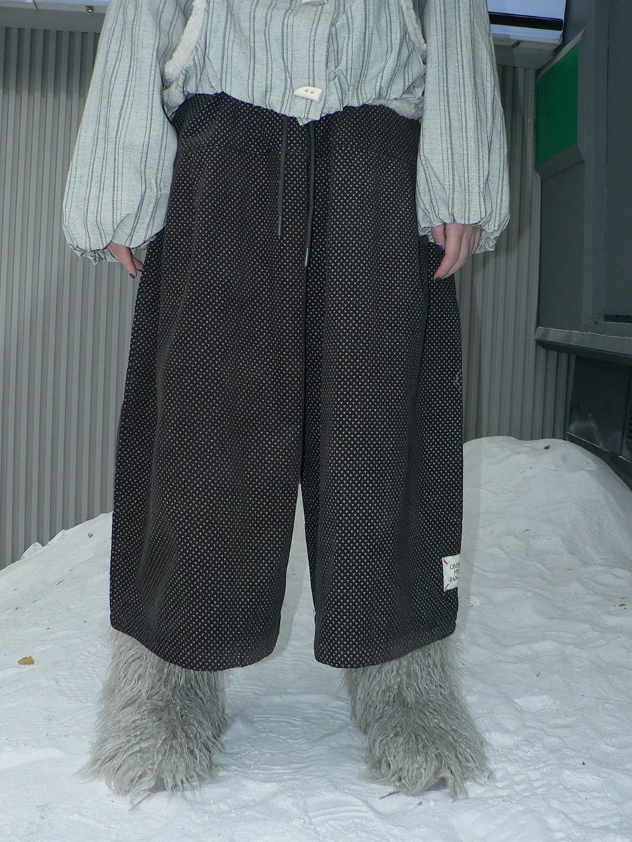 Ang: Project Vintage Polka Dot Elastic Waist Drawstring Wide Leg Slacks