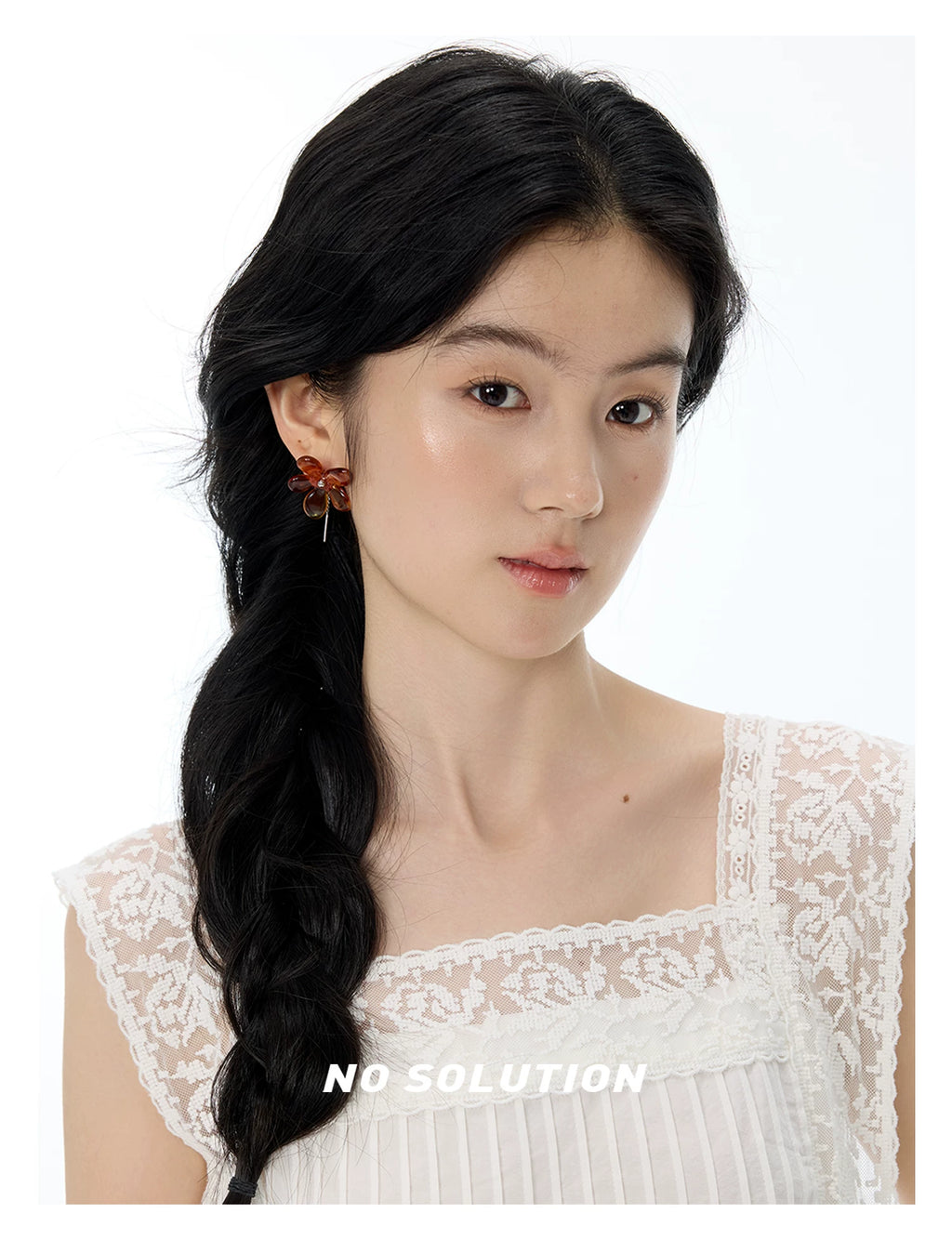 NO SOLUTION Amber Magnolia Smudge Earrings