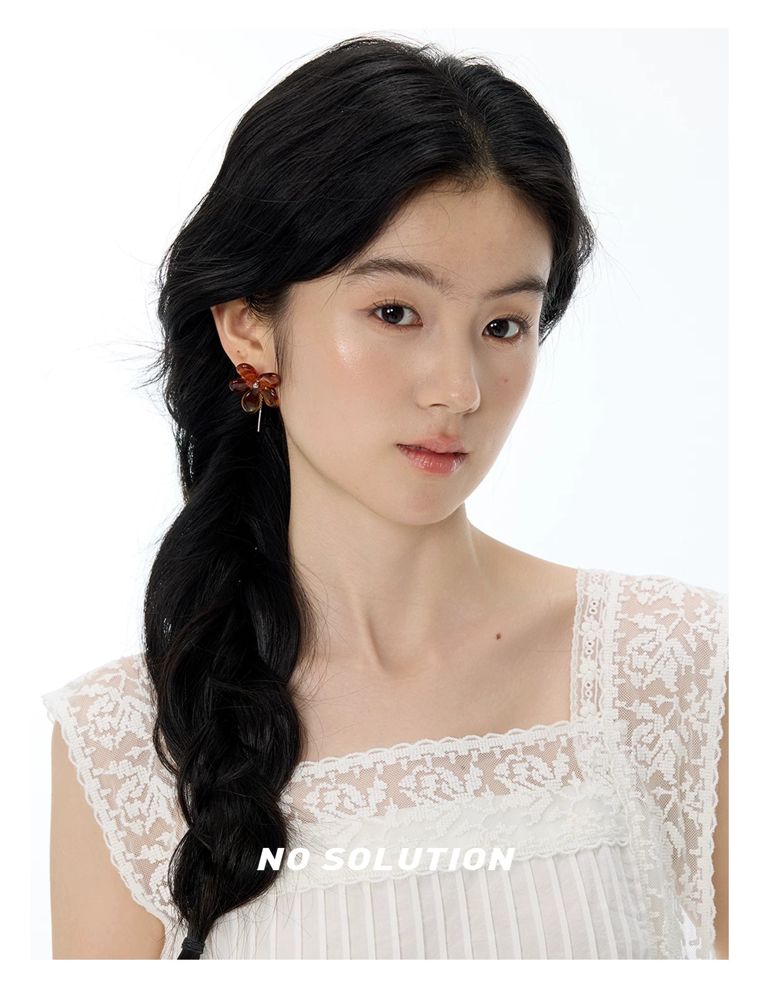 NO SOLUTION Amber Magnolia Smudge Earrings