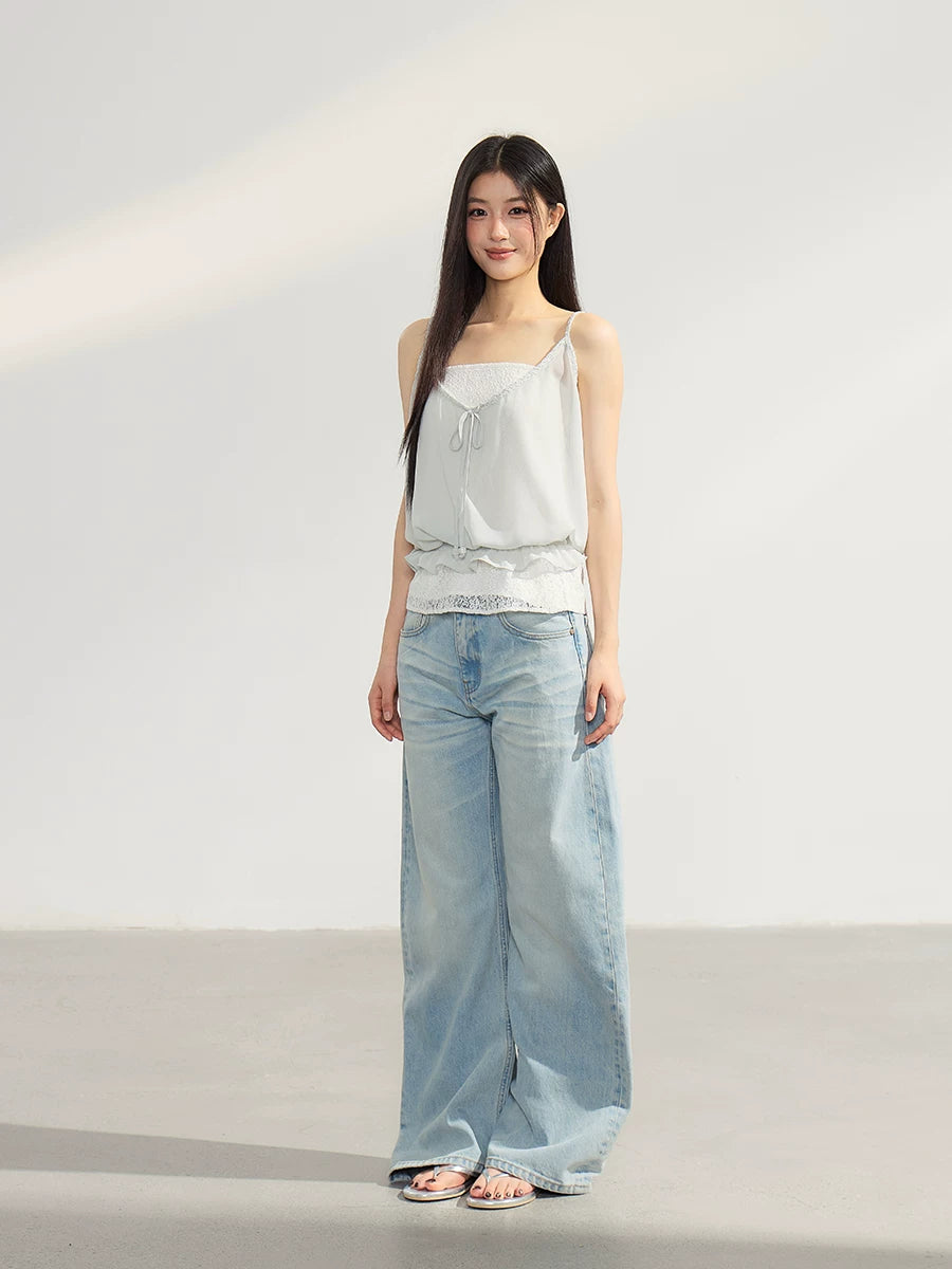 WITHMIN Loose Straight Drape Thin Jeans
