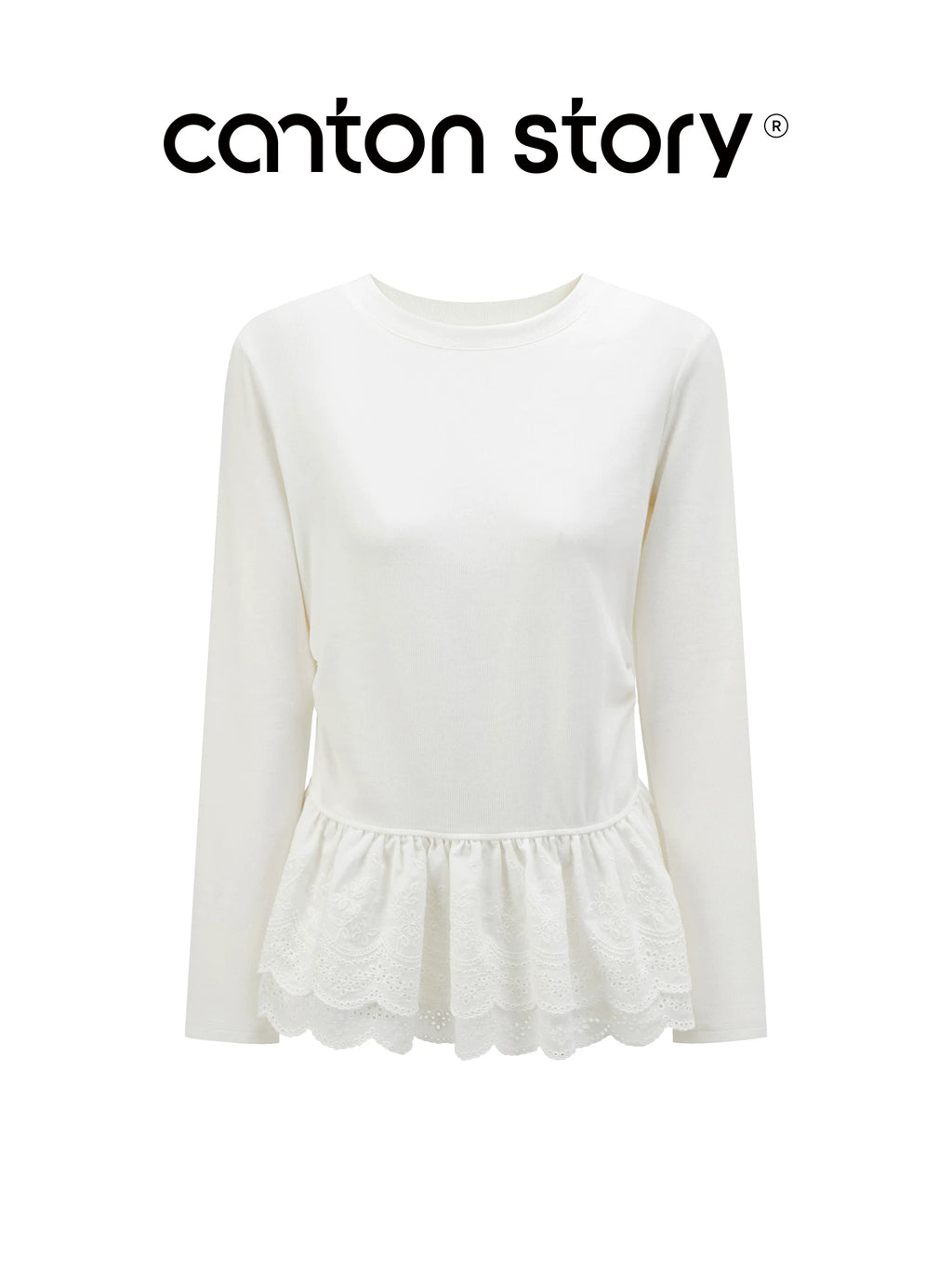 Cantonstory Crew Neck Lace Long Sleeve