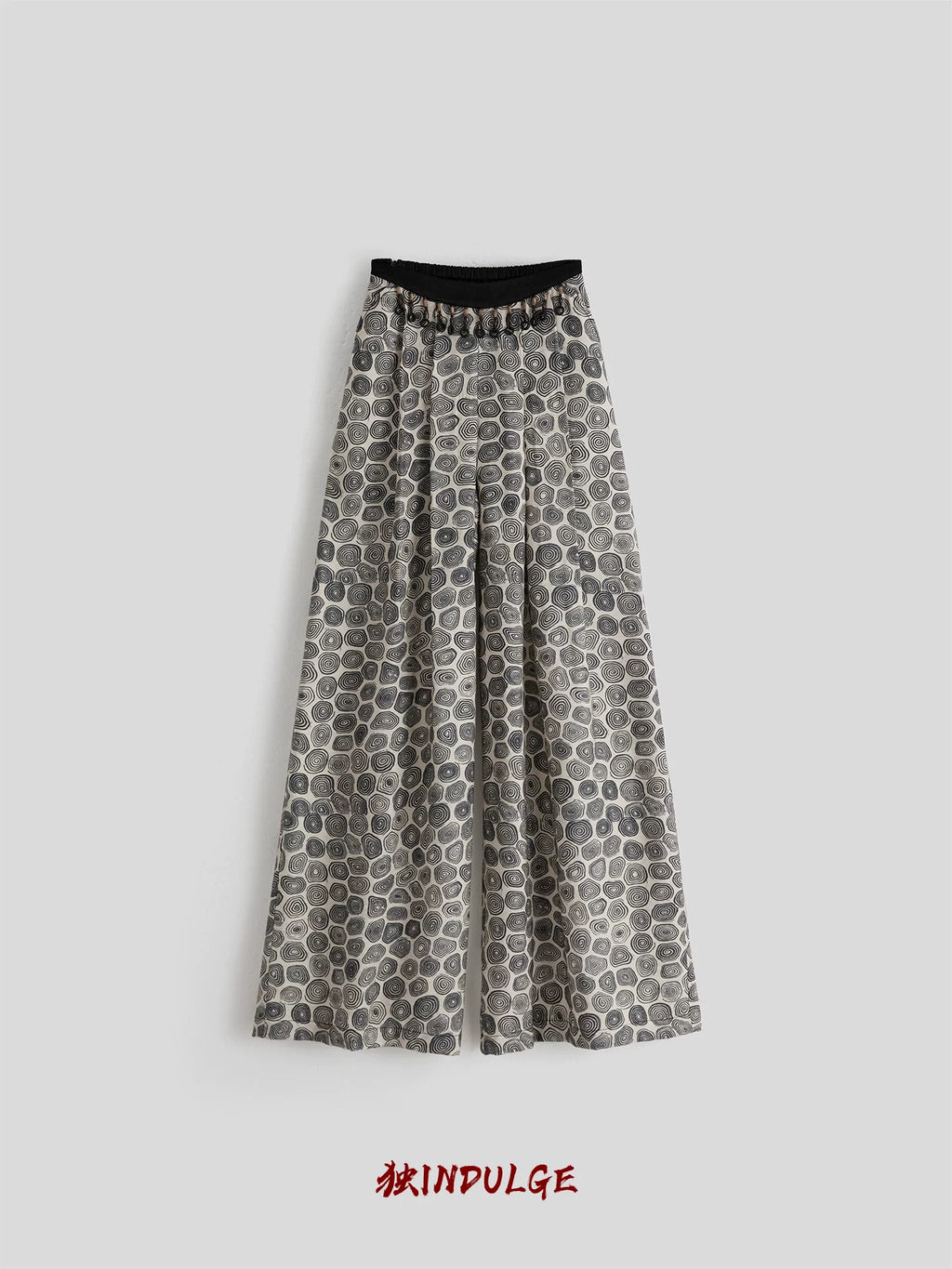 INDULGE Beaded Full Print Straight Wide-leg Thin Trousers
