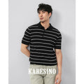 KARESINO Breathable Lapel Striped Polo Knitted Sweater