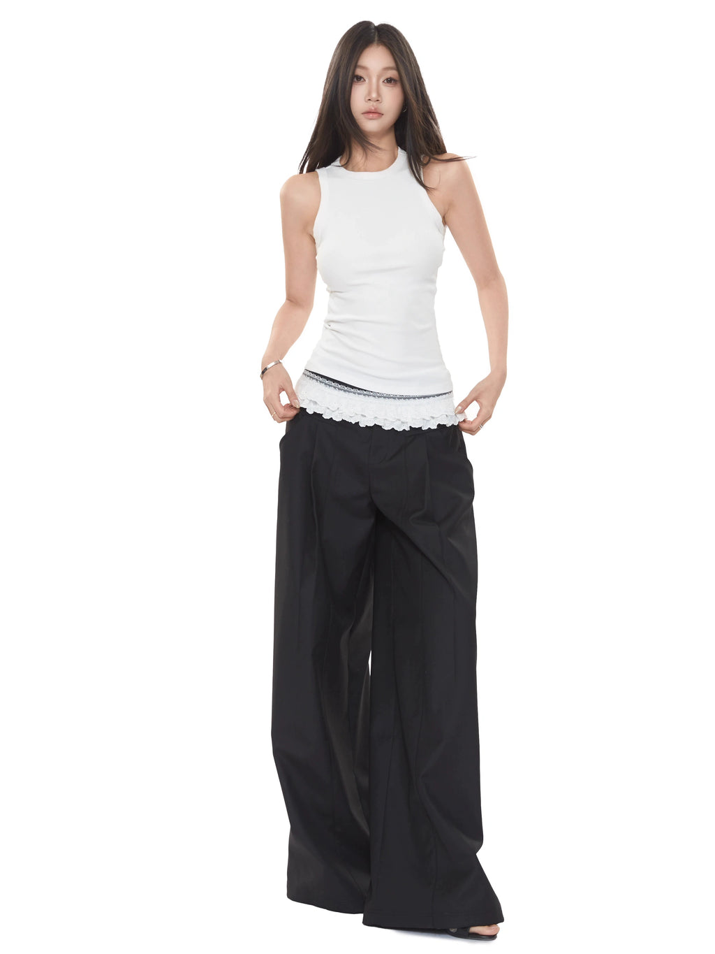 WITHMIN Casual Drape Low-rise Suit Pants