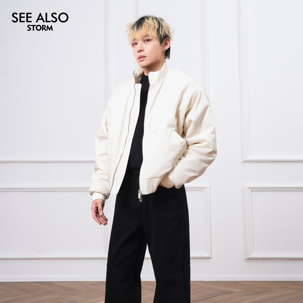 SEEALSO "Premiere feedback!" Mountain carving boxy flight jacket velvet autumn and winter jacket