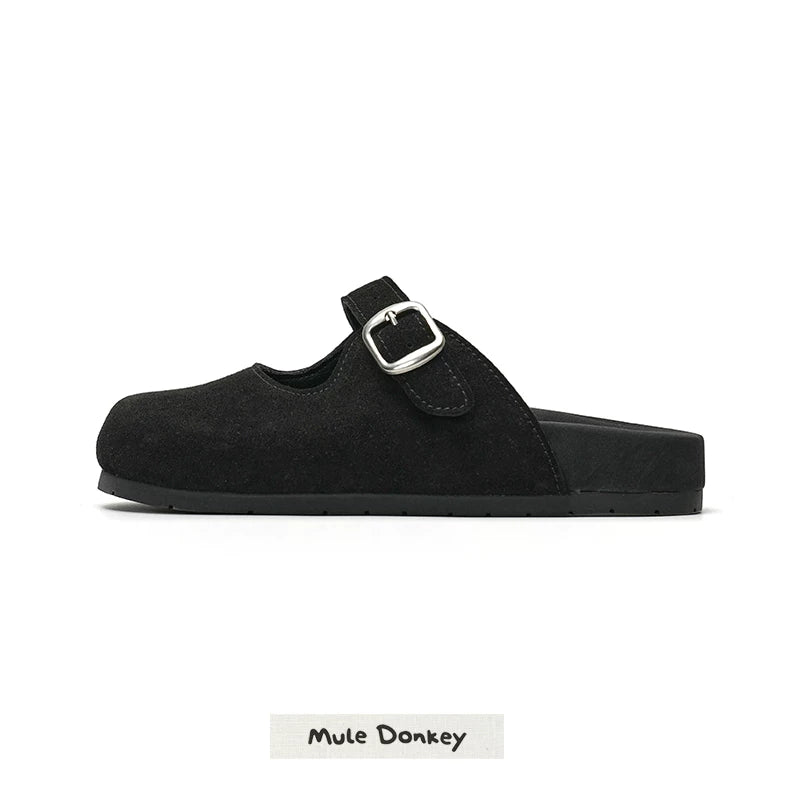 Donkey Wears A Thick-soled Half-pedal Slippers