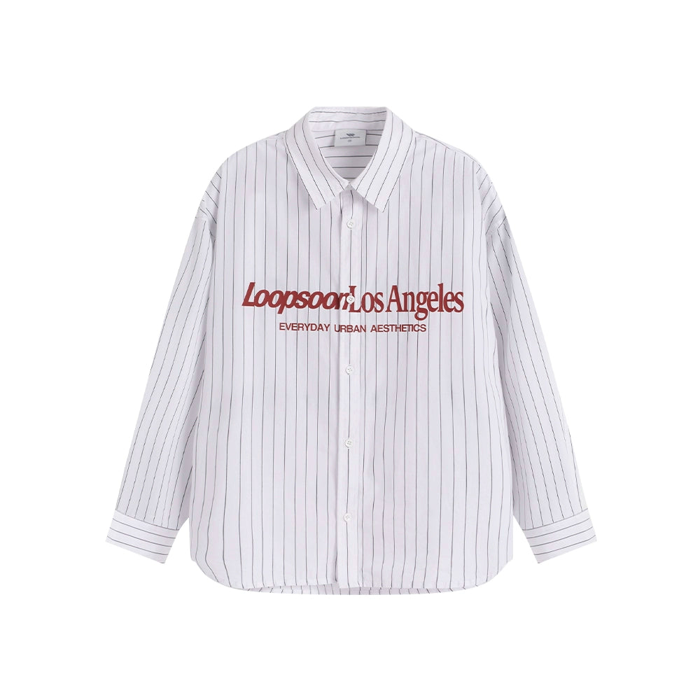 Loopsoon Chest Contrast Printed Striped Shirt