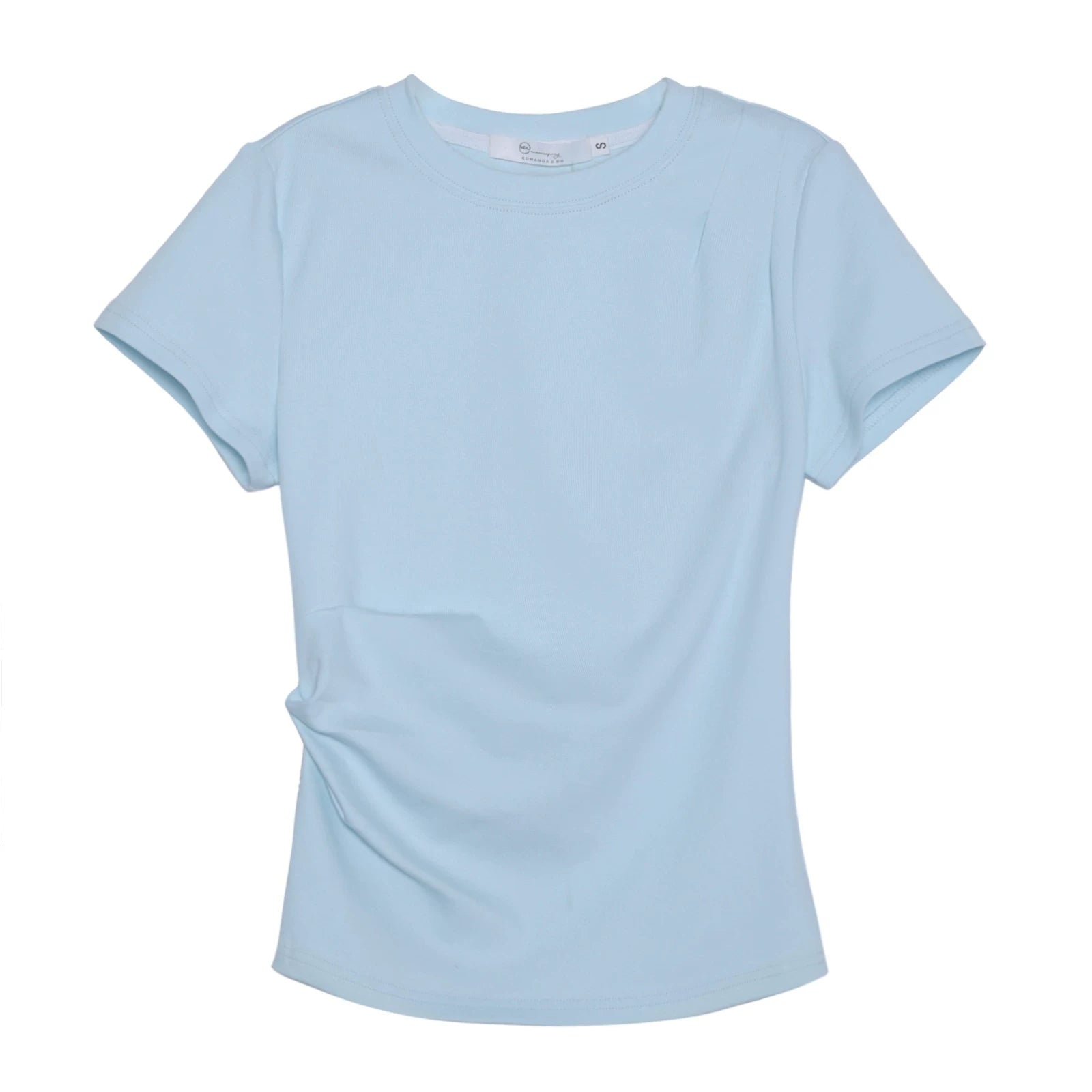 XUJING Pleated Front Shoulder Slim and Thin Tee