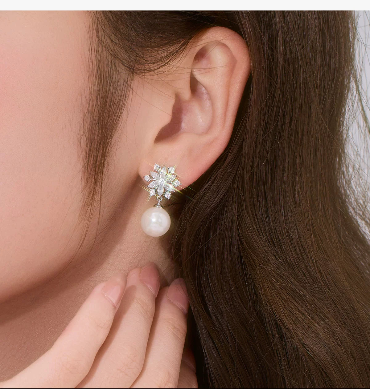DODOGOGO Snowflake Pearl Light Luxury Earrings