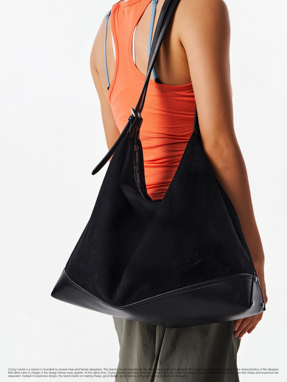 CryingCenter Suede Splicing Large Capacity Shoulder Strap Crossbody Bag