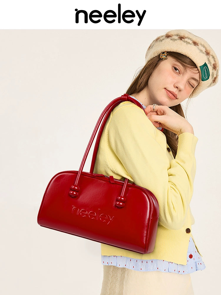 Neeley Leather Boston Bag Underarm Bag Large Capacity