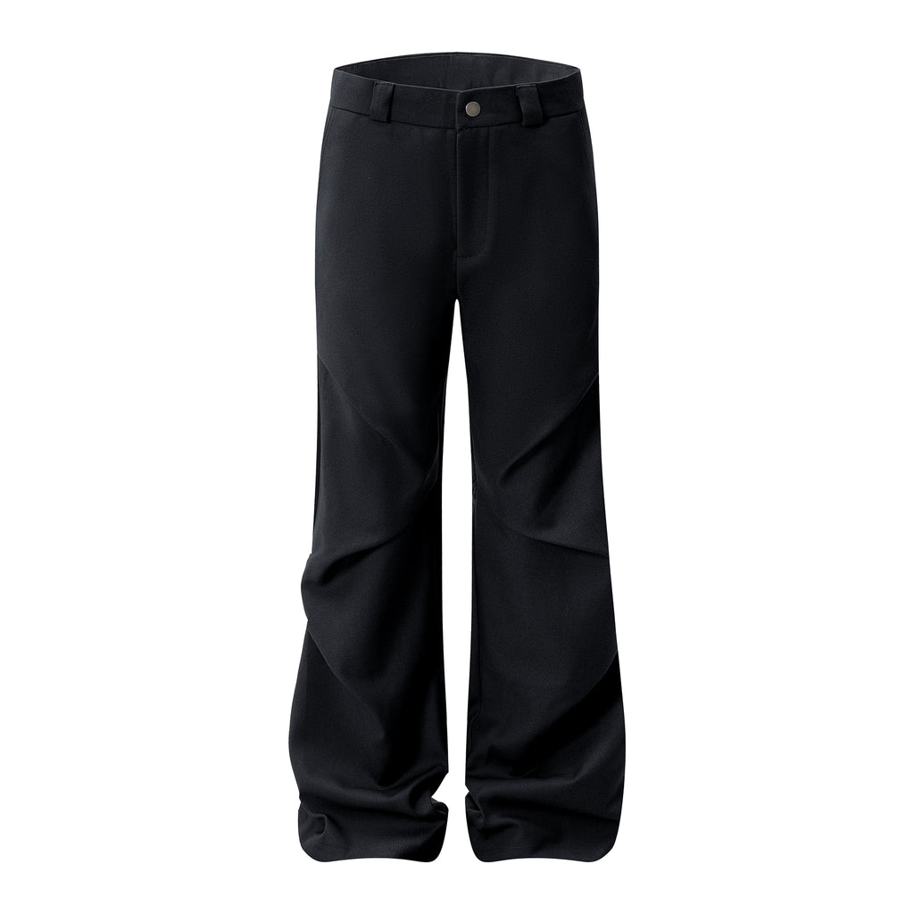 BTSG A-line Wide-leg Pleated Casual Pants Retro High-end Floor-length Trousers