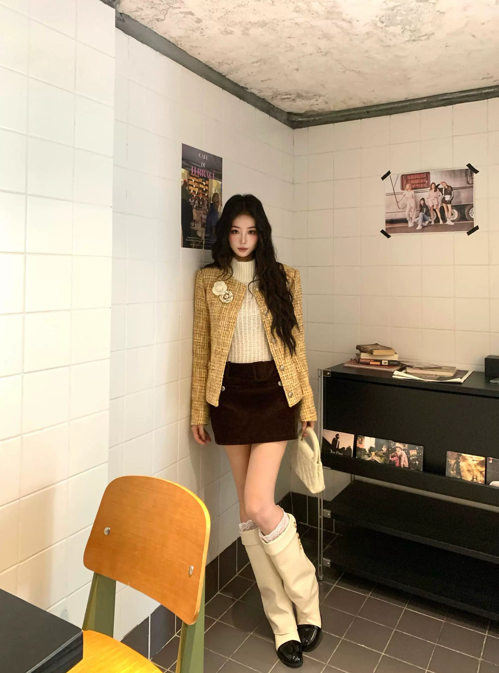 Barb Chill Padded Thousand Gold Wind Skirt Fashion Suit