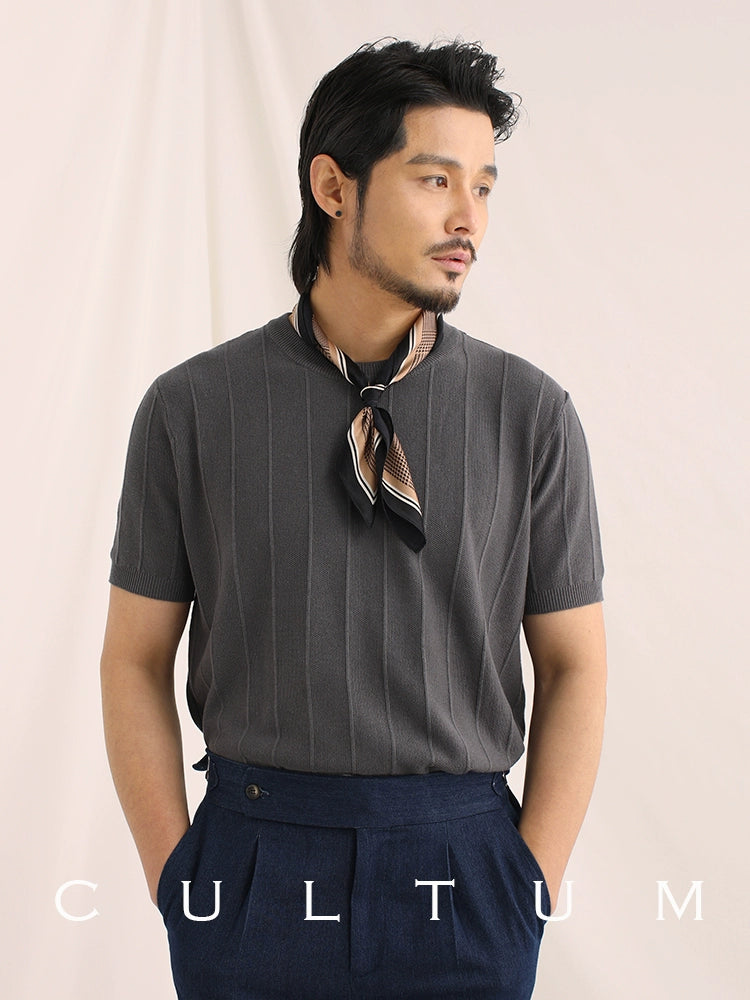 CULTUM Knitted Slim Round Neck Casual Tee