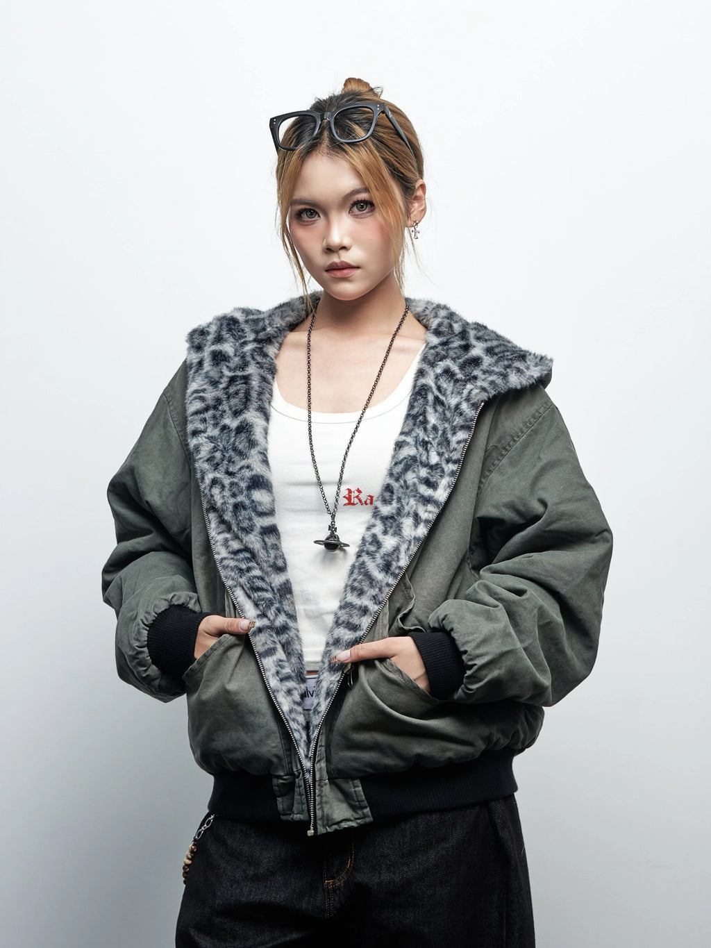 Saimt Retro Fur Collar Hooded Cotton Jacket