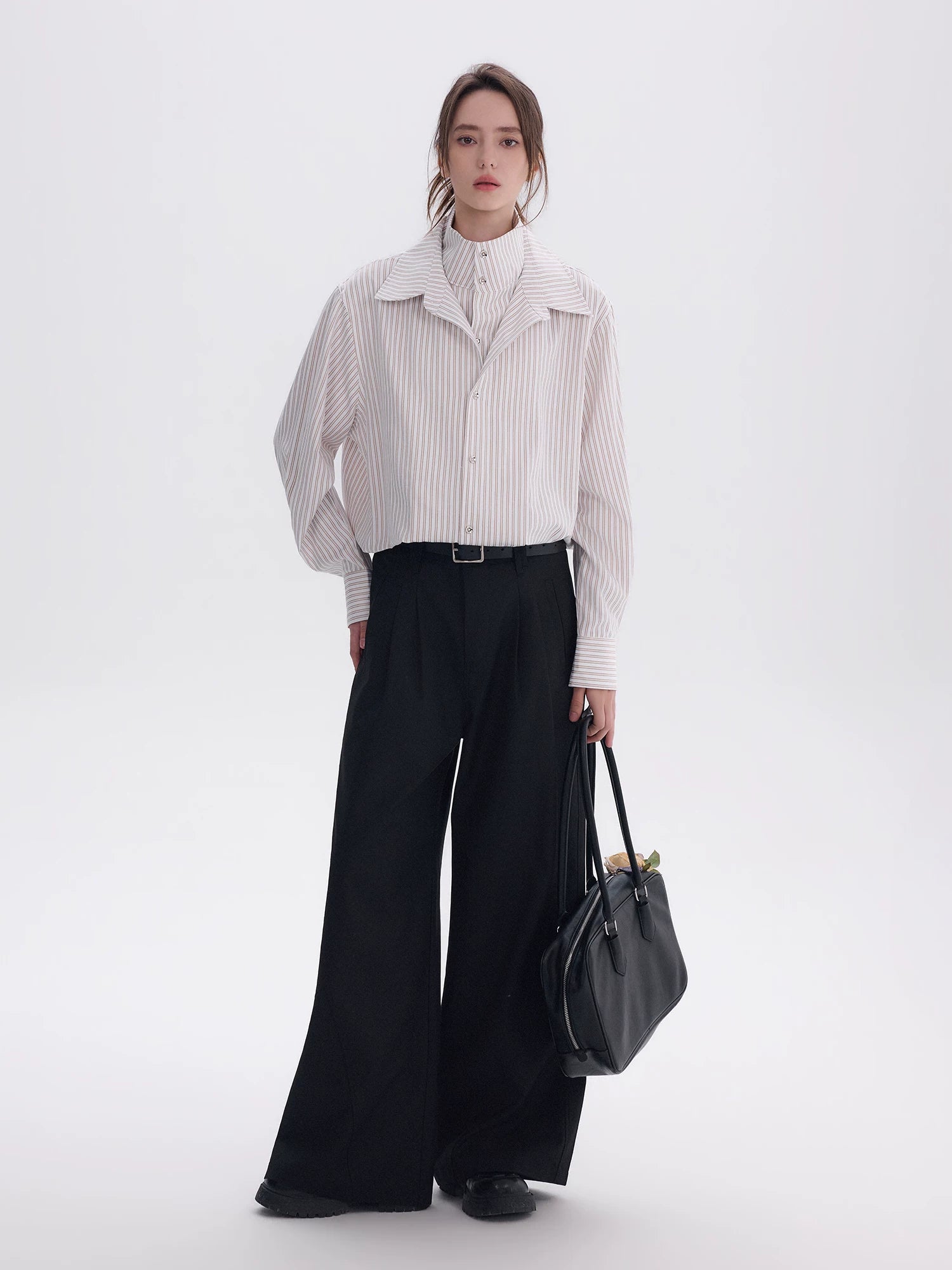 CHOR Fake Two-piece Striped Long-sleeved Shirt