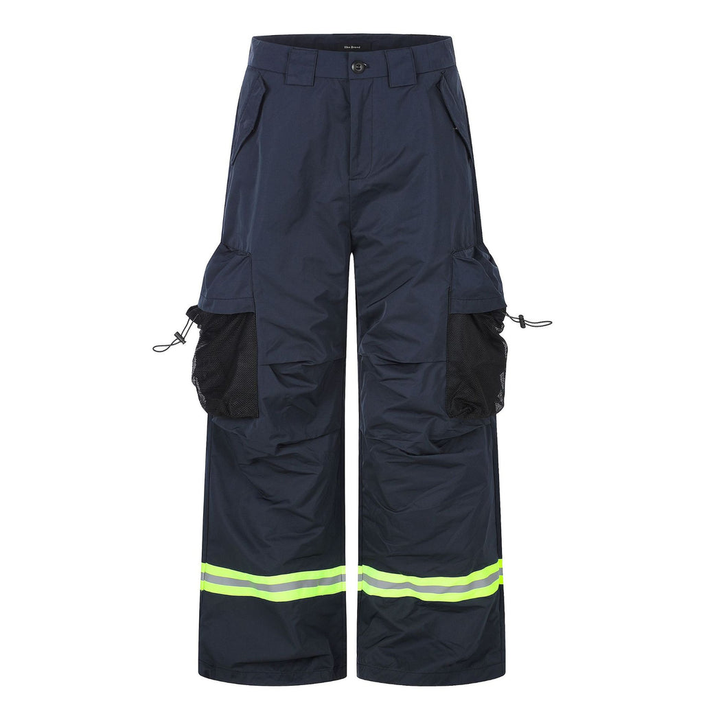 11KN Loose Laminated Large Pocket Reflective Straight Pants