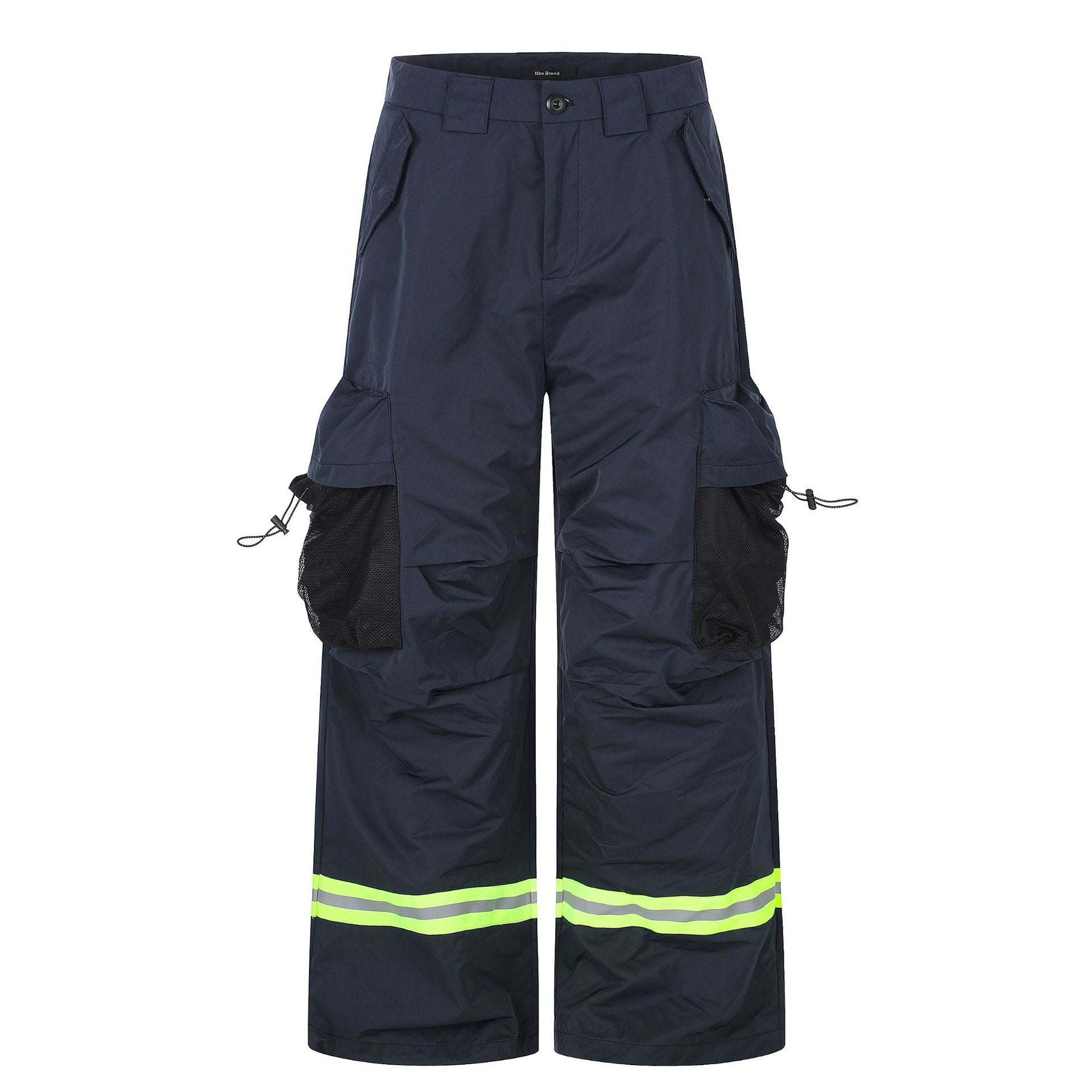 11KN Loose Laminated Large Pocket Reflective Straight Pants