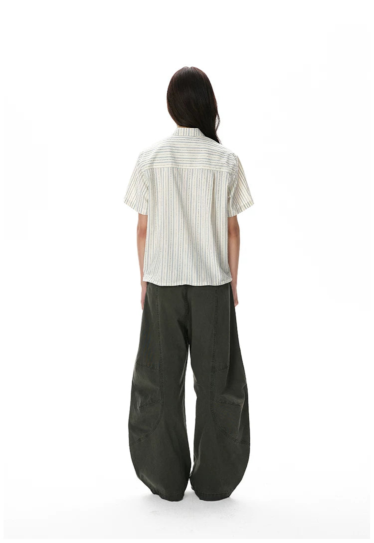 A PUEE Vintage Striped Loose Casual Tee