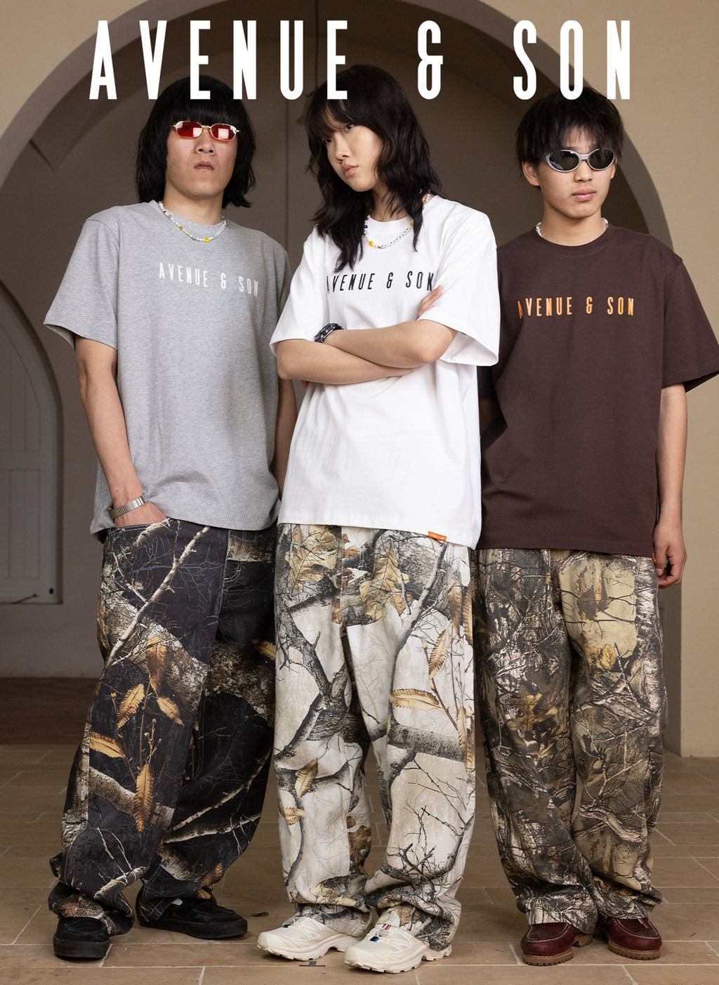 AVENUESON Three-color Branch Camouflage Casual Trousers