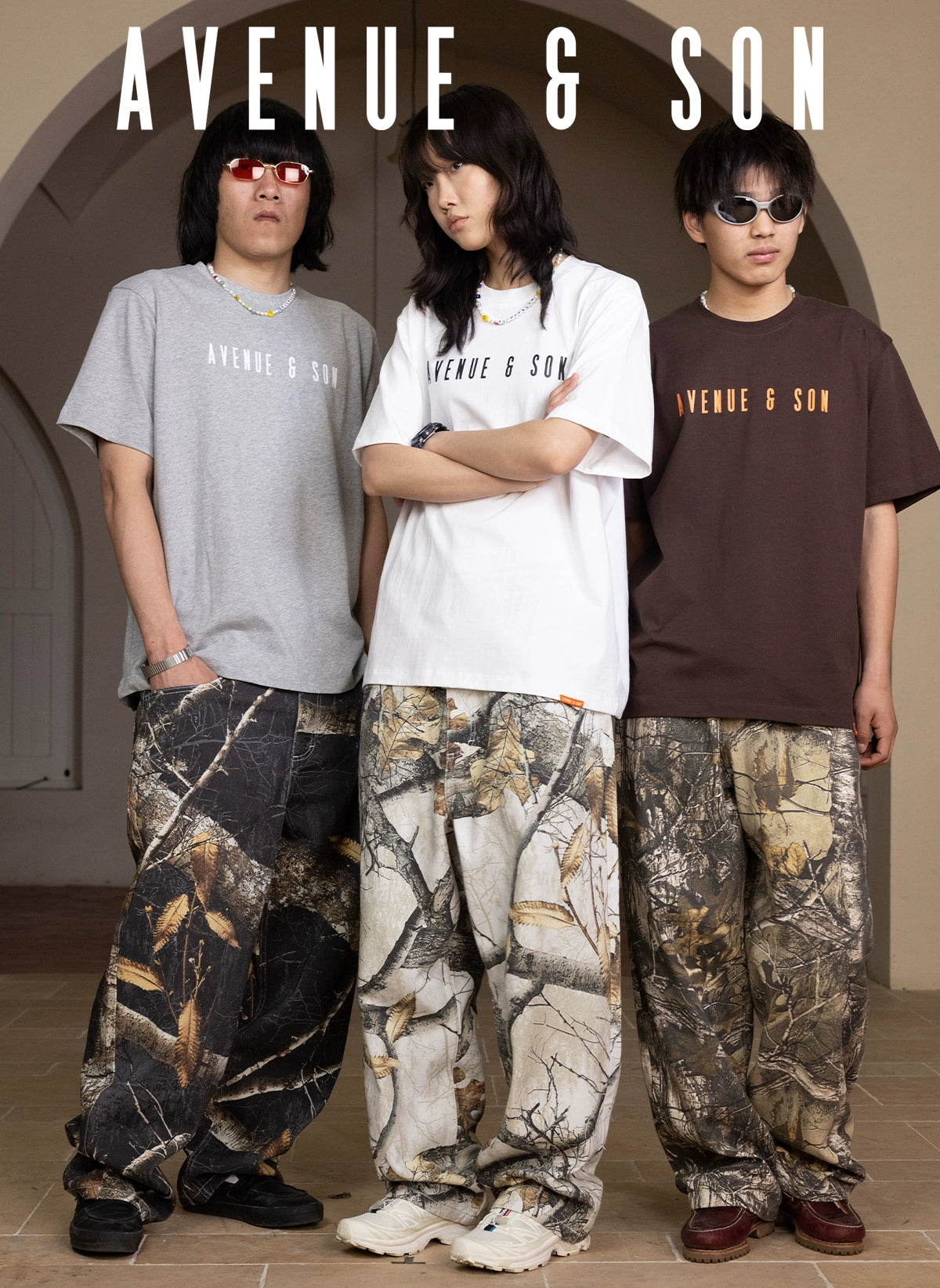AVENUESON Three-color Branch Camouflage Casual Trousers