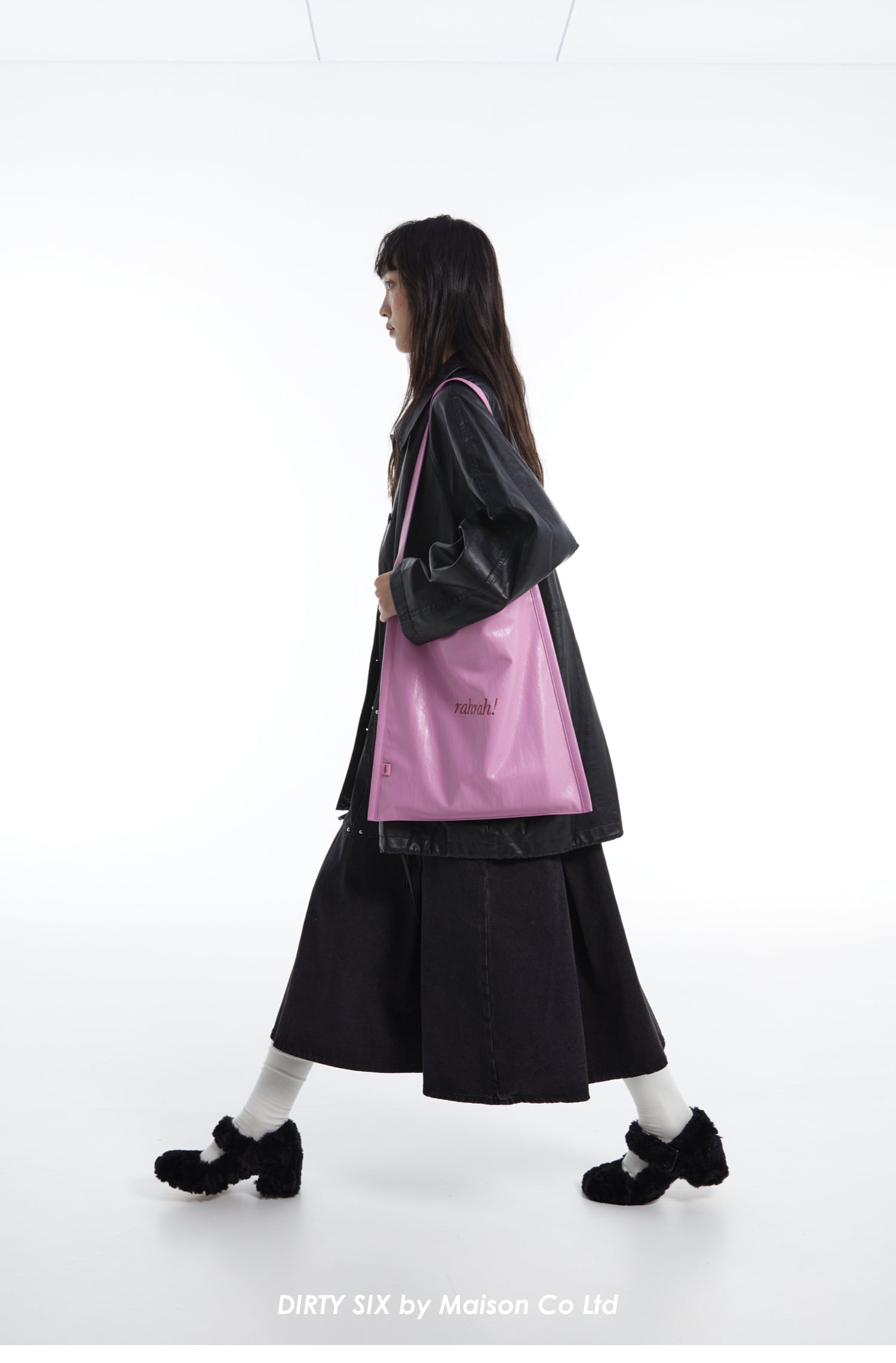 DirtySix "rahrah!" contrasting embroidery thread leather tote bag