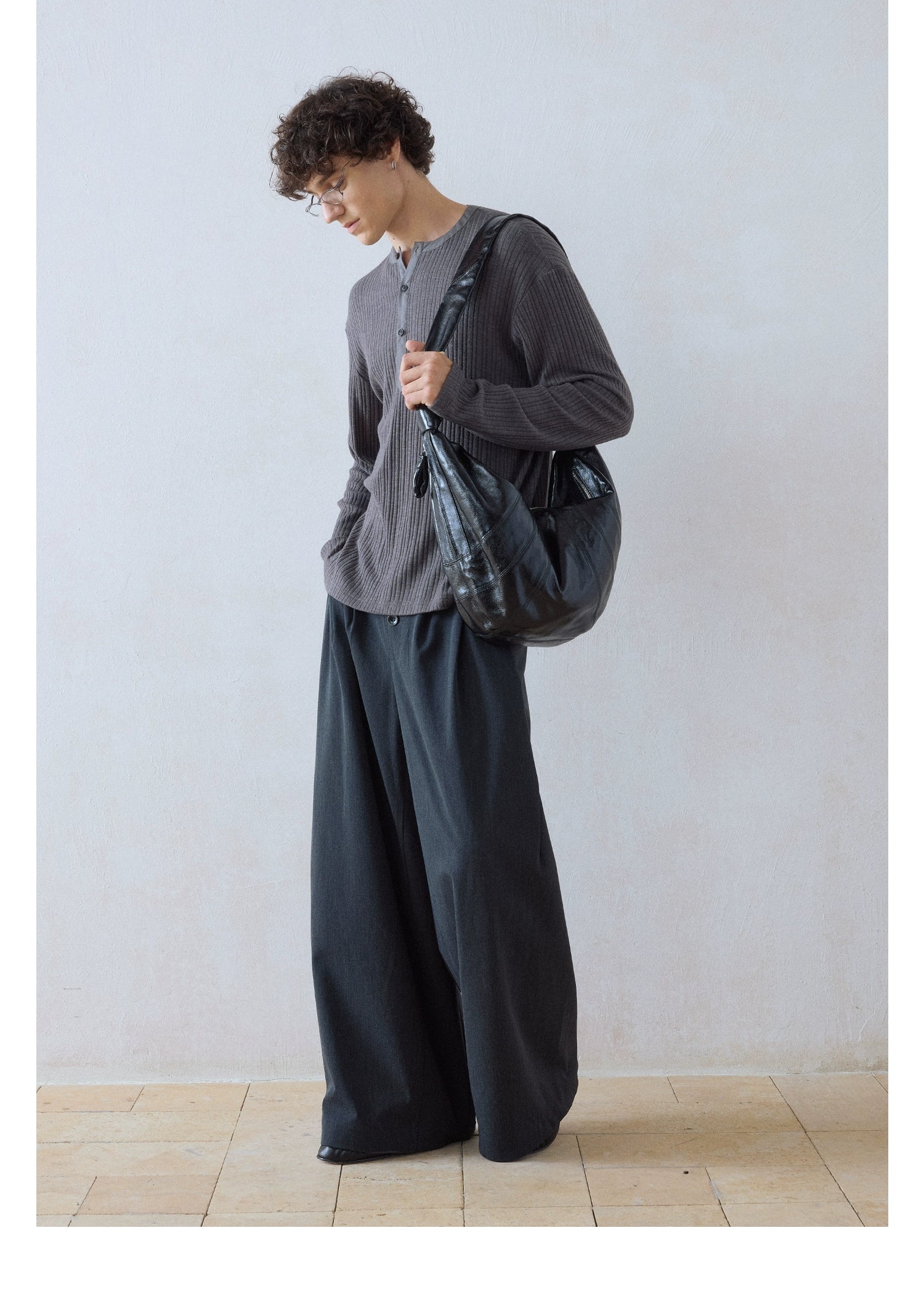 DIMC Henry Collar Button Casual Long Sleeve